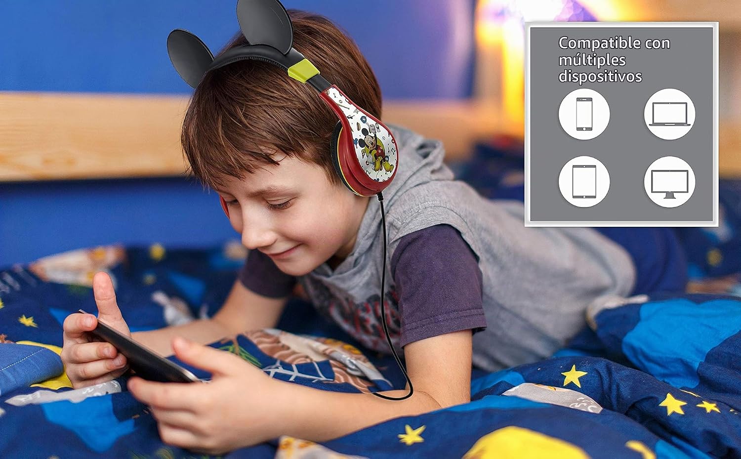 AUDÍFONOS EKIDS MICKEY MOUSE CON CABLE Y CONECTOR 3.5 MM PARA NIÑOS - 2