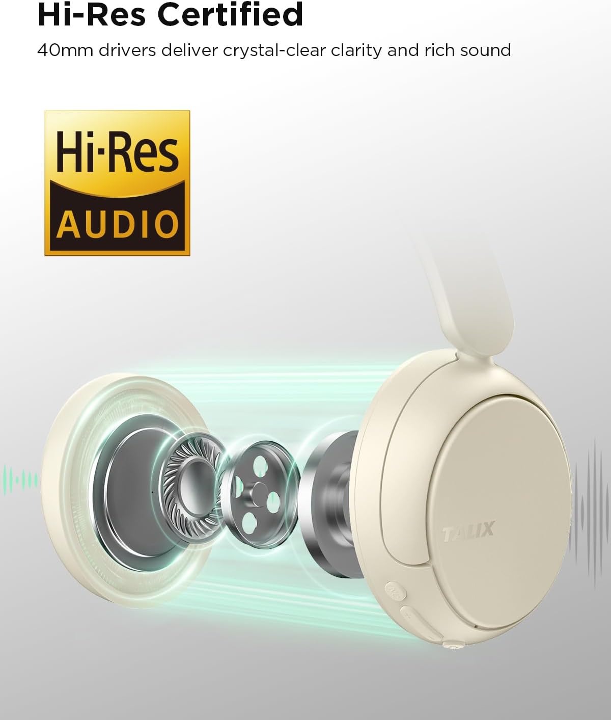 AUDÍFONOS TALIX H30 BLUETOOTH OVER-EAR BLANCO HUESO - 5
