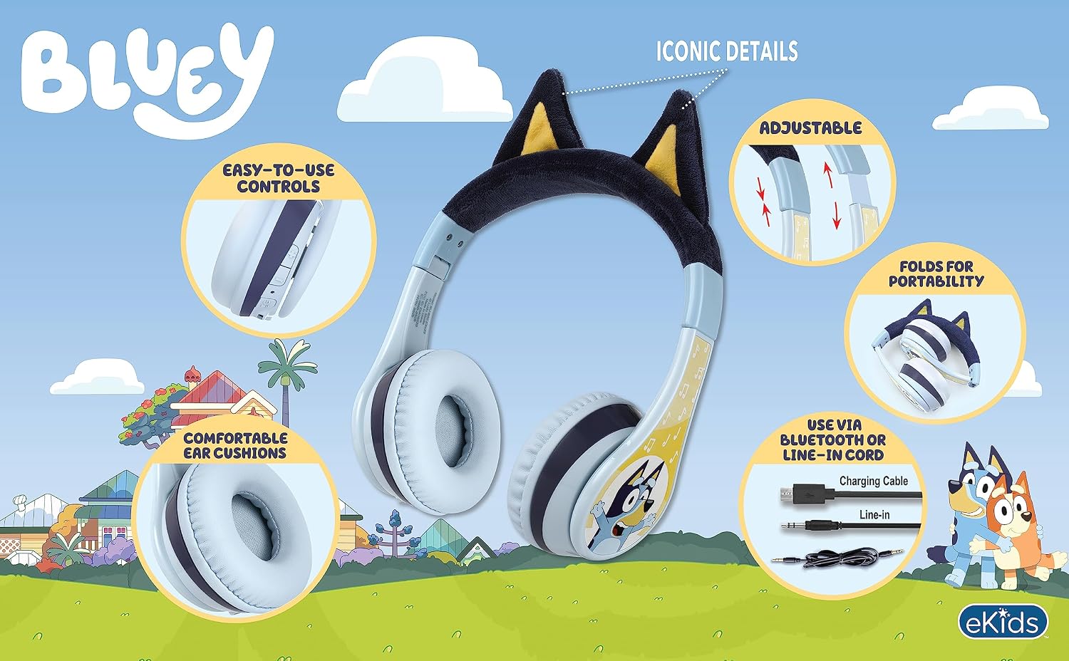 AUDÍFONOS BLUETOOTH EKIDS BLUEY PARA NIÑOS CON VOLUMEN REDUCIDO - 3