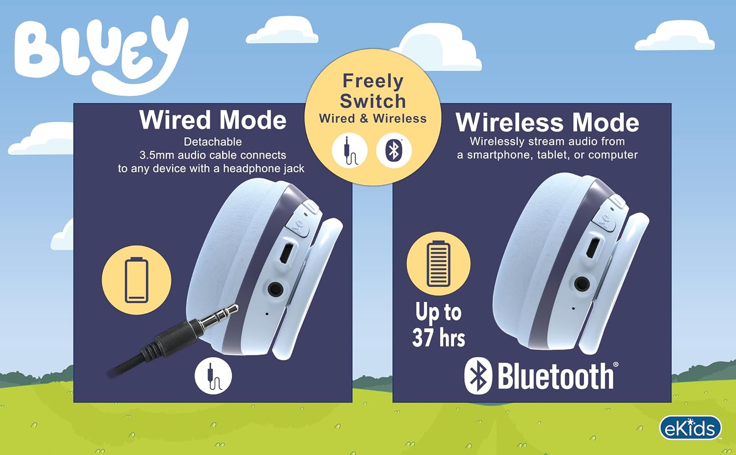 AUDÍFONOS BLUETOOTH EKIDS BLUEY PARA NIÑOS CON VOLUMEN REDUCIDO - 5