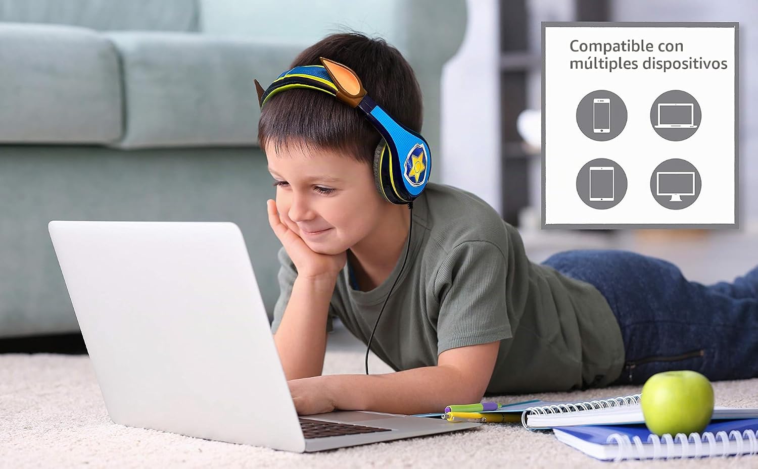 AUDÍFONOS PARA NIÑOS EKIDS PAW PATROL CHASE CON LIMITADOR DE VOLUMEN - 2