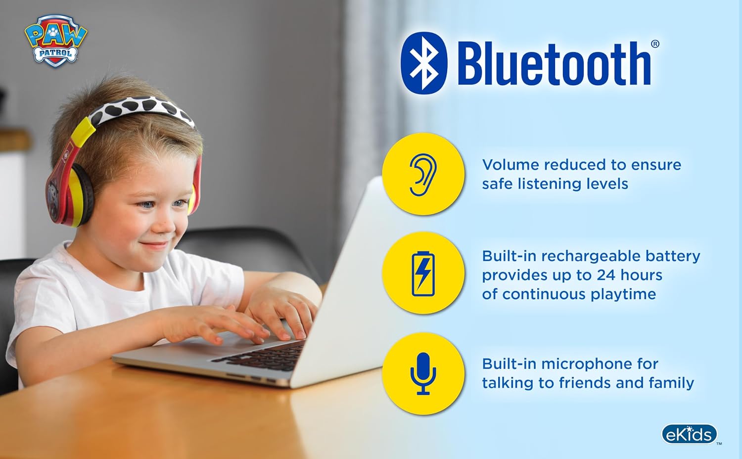 AUDÍFONOS BLUETOOTH EKIDS MARSHALL PAW PATROL PARA NIÑOS INALÁMBRICOS - 2