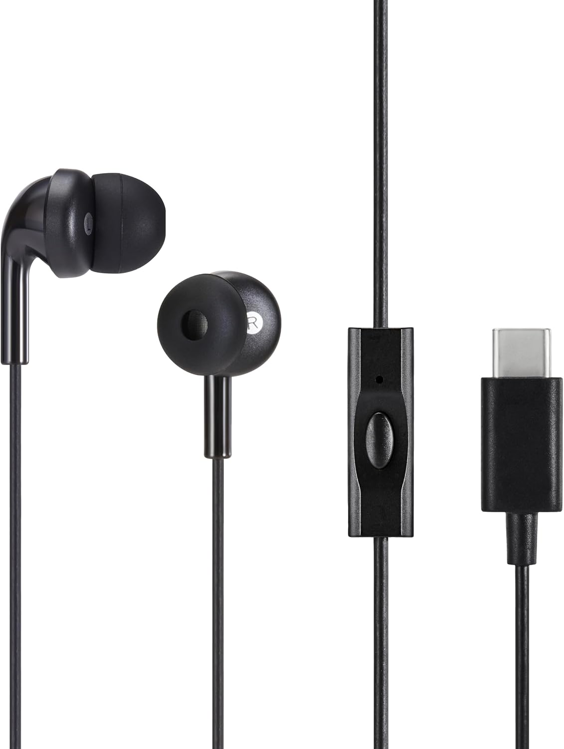 AUDÍFONOS IN-EAR AMAZON BASICS CON MICRÓFONO USB-C CABLE 1.28 M NEGRO - 1