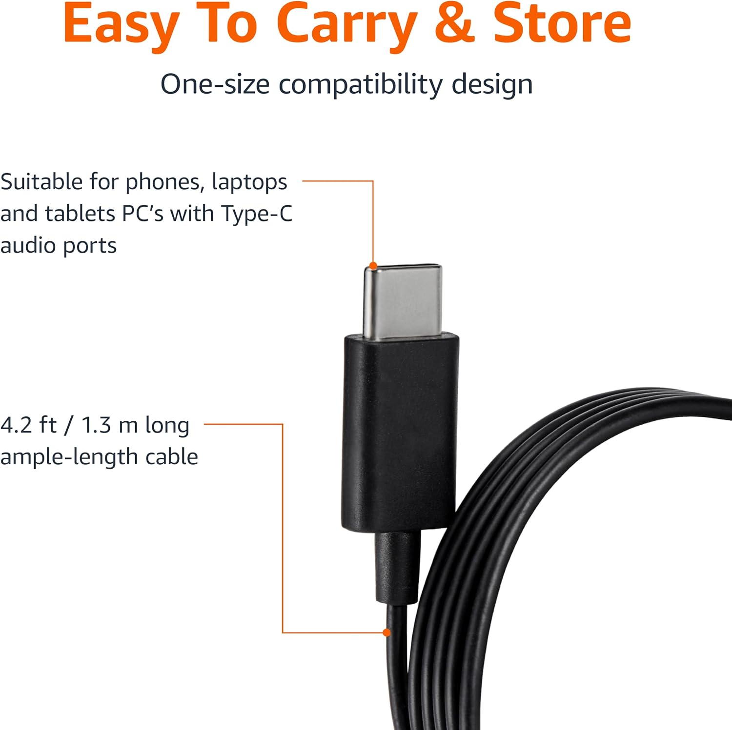 AUDÍFONOS IN-EAR AMAZON BASICS CON MICRÓFONO USB-C CABLE 1.28 M NEGRO - 3