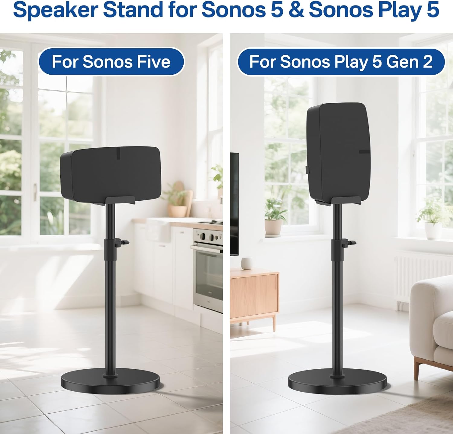 SOPORTE DE PISO AJUSTABLE PARA PARLANTES YIBRACKI SONOS FIVE Y PLAY:5 NEGRO 1 UNIDAD - 2