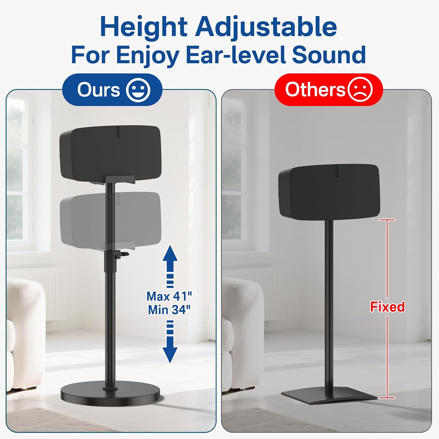SOPORTE DE PISO AJUSTABLE PARA PARLANTES YIBRACKI SONOS FIVE Y PLAY:5 NEGRO 1 UNIDAD - 3