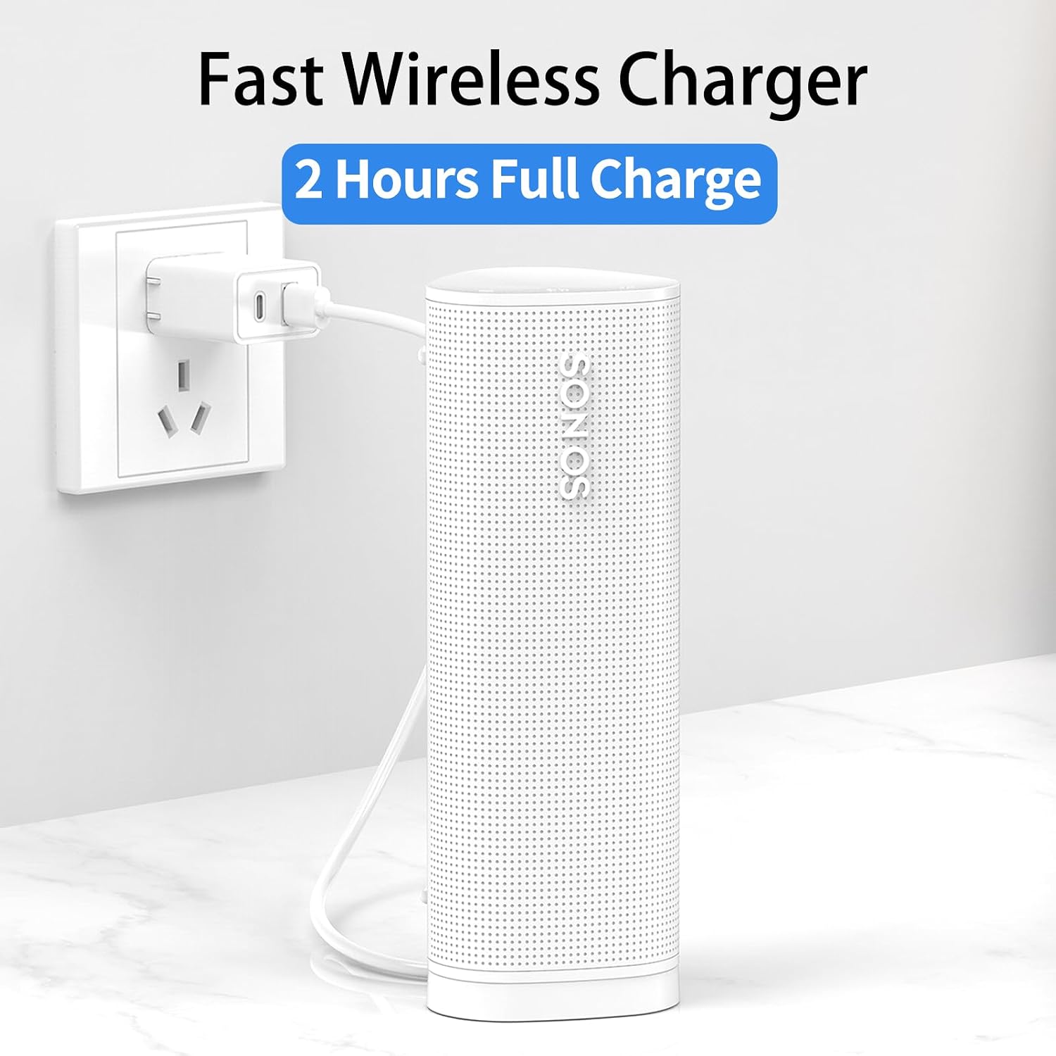 BASE DE CARGA INALÁMBRICA ROUNKIN PARA SONOS ROAM GEN 1 Y 2 BLANCO - 3