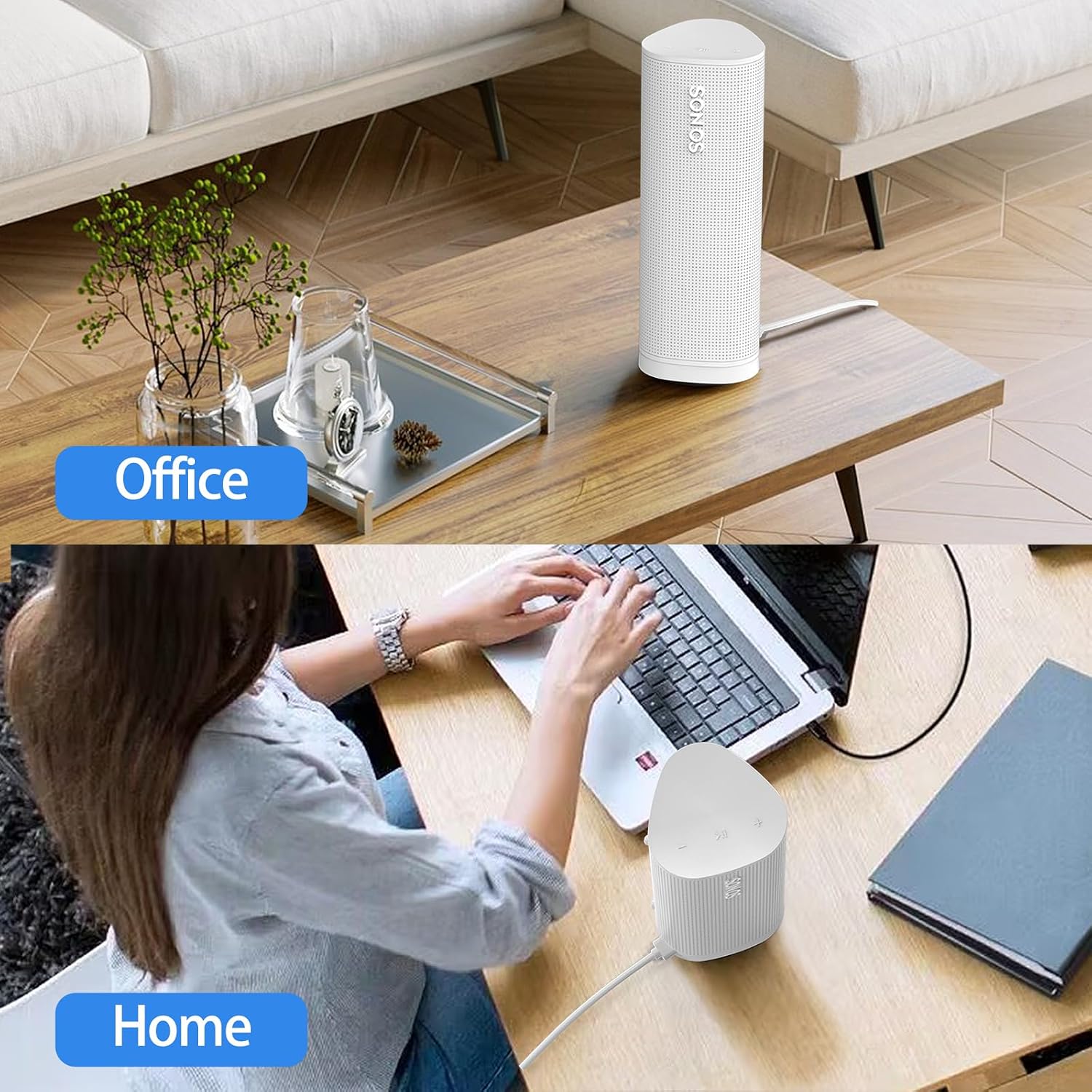 BASE DE CARGA INALÁMBRICA ROUNKIN PARA SONOS ROAM GEN 1 Y 2 BLANCO - 4