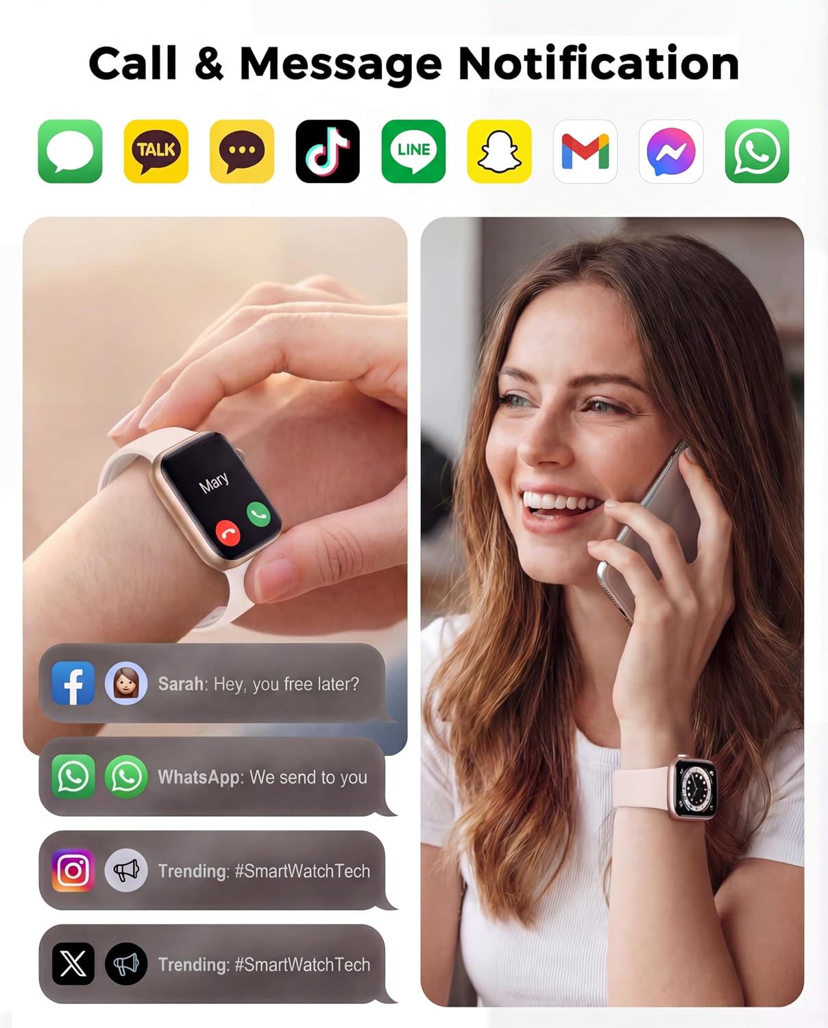 SMARTWATCH RLQA LIGHT BLUSH CON MONITOR DE FRECUENCIA CARDÍACA Y PRESIÓN ARTERIAL, 120+ MODOS DEPORTIVOS, IP68 - 4