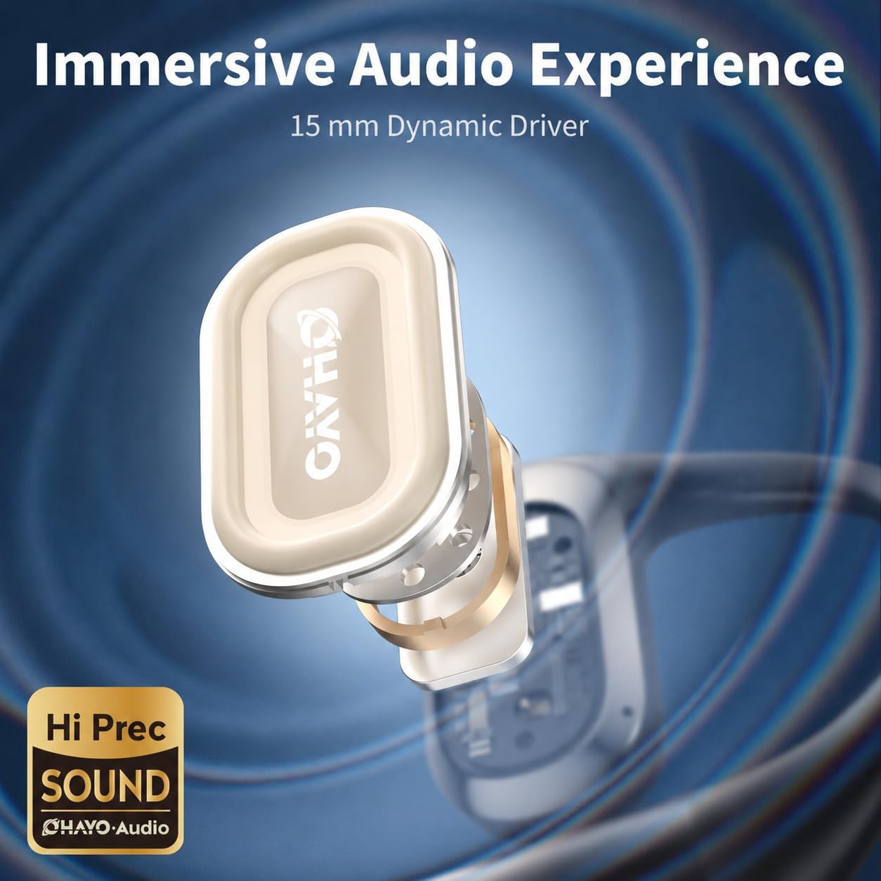AUDÍFONOS OPEN EAR OHAYO T10 BEIGE BLUETOOTH 5.4 40H IPX6 - 5