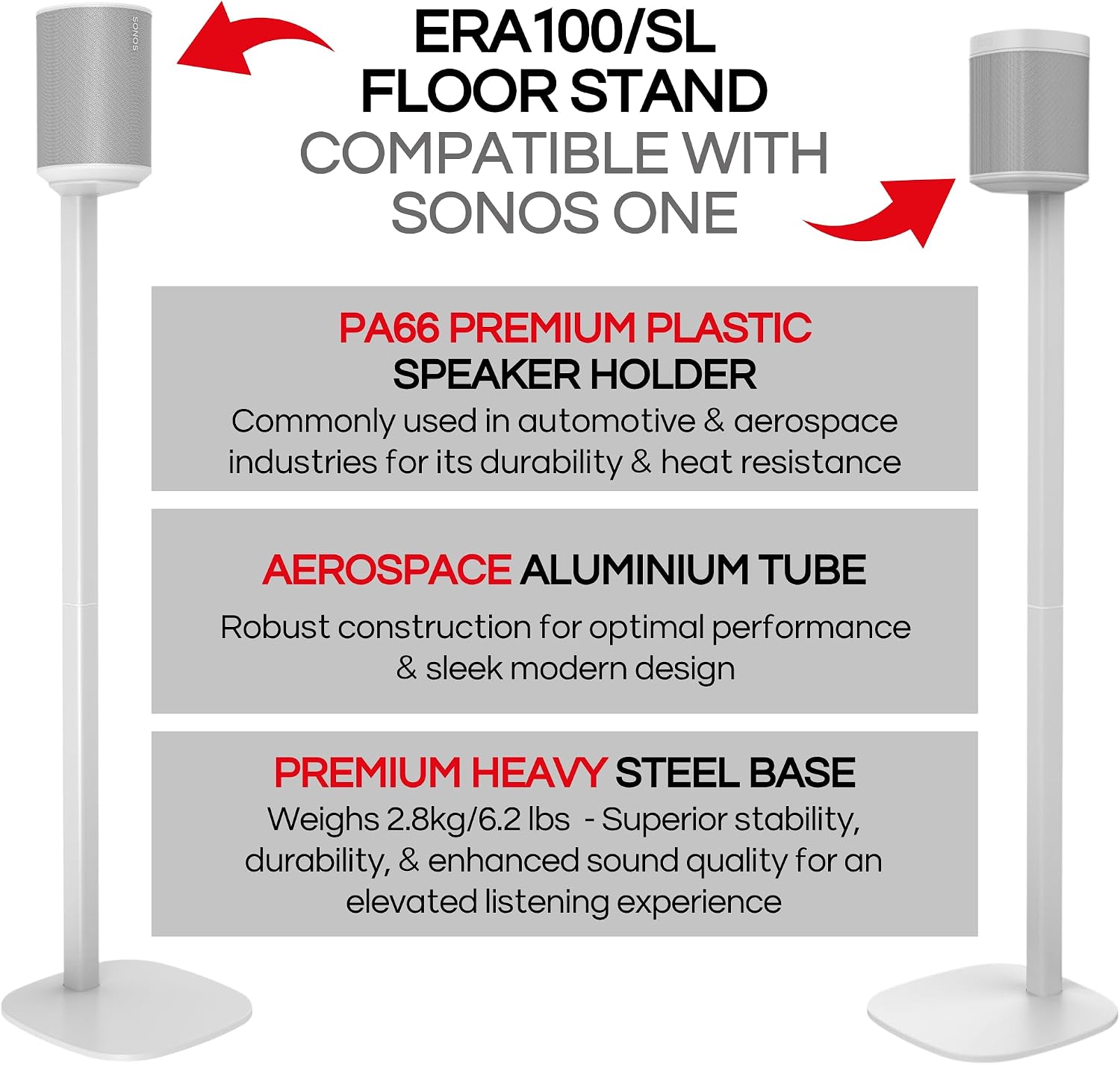 SOPORTE PARA PARLANTES SOUND BASS ERA 100 DOBLE BLANCO - 3