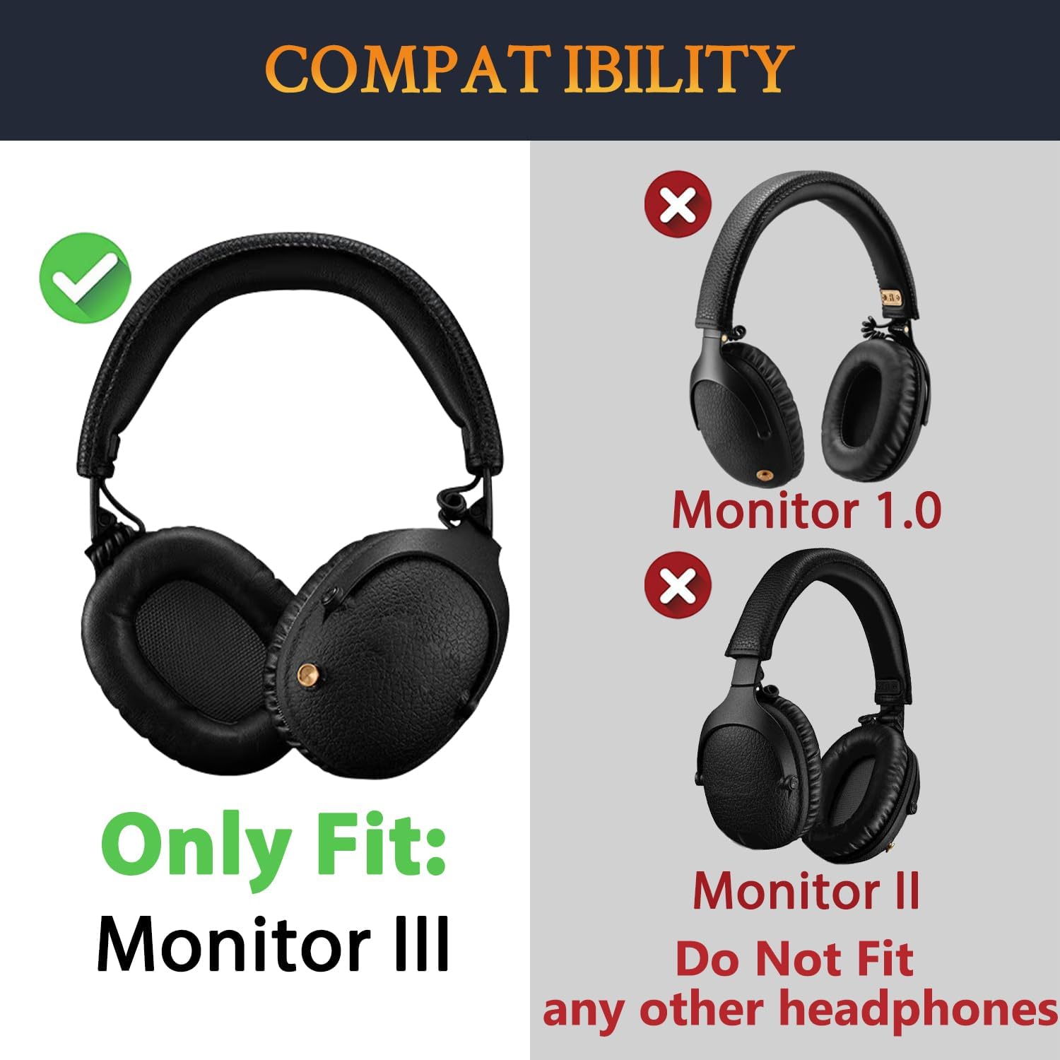 ALMOHADILLAS PARA AUDÍFONOS SOULWIT PARA MARSHALL MONITOR III (3.0 EDITION) NEGRO - 2