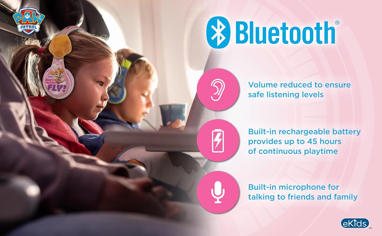 AUDÍFONOS BLUETOOTH PARA NIÑOS EKIDS PAW PATROL SKYE LIBERTY - 2