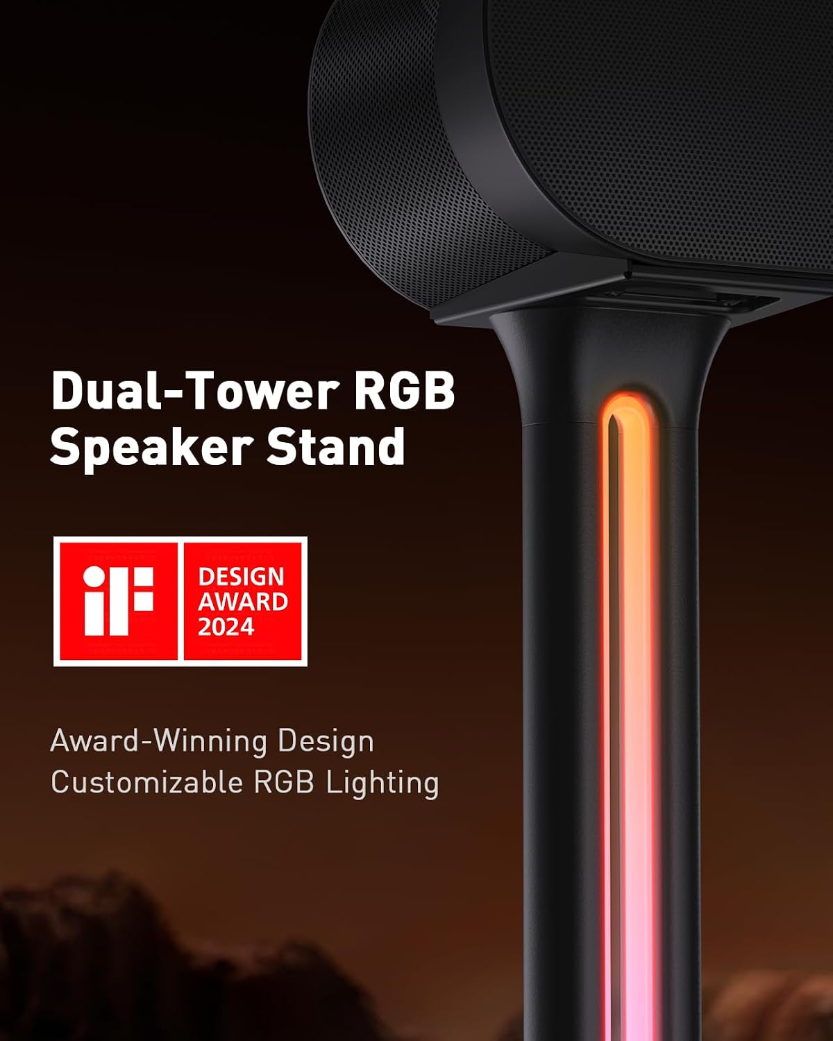 SOPORTES PARA PARLANTES PERLEGEAR SONICBEAM™ CON ILUMINACIÓN RGB NEGRO CON LUZ LED - 3