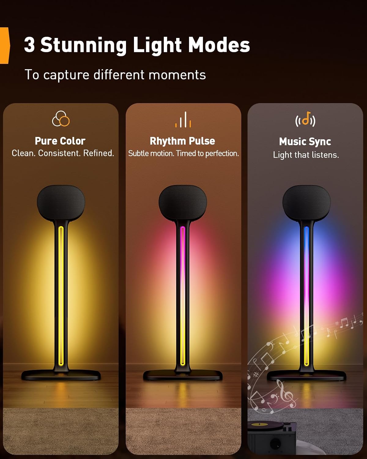 SOPORTES PARA PARLANTES PERLEGEAR SONICBEAM™ CON ILUMINACIÓN RGB NEGRO CON LUZ LED - 4