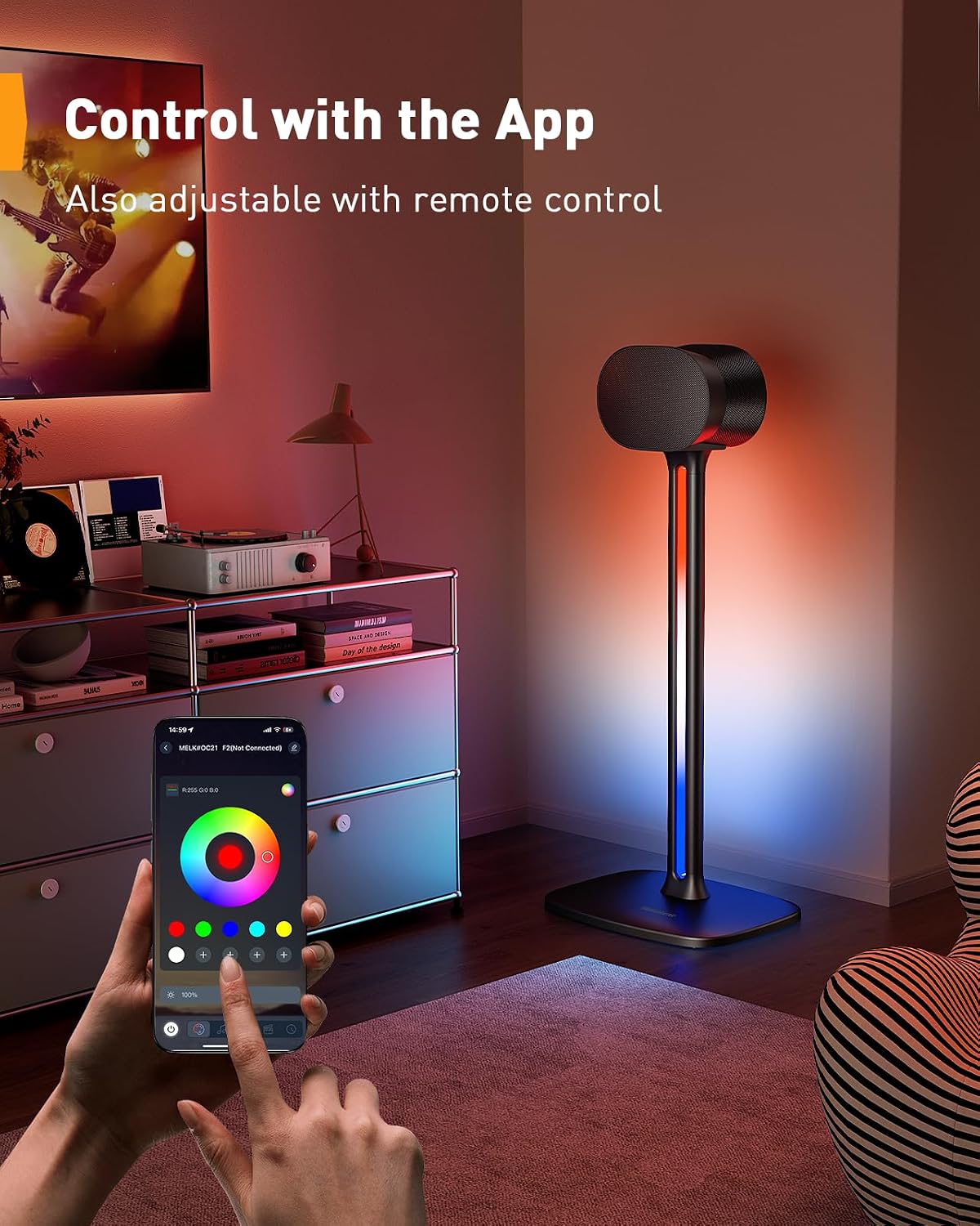 SOPORTES PARA PARLANTES PERLEGEAR SONICBEAM™ CON ILUMINACIÓN RGB NEGRO CON LUZ LED - 5