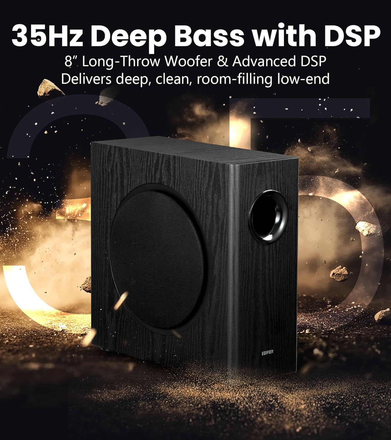 SUBWOOFER EDIFIER T5S 8 PULGADAS 70W RMS NEGRO - 3