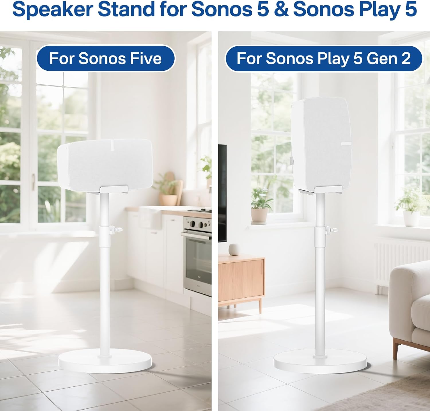 SOPORTE DE PISO AJUSTABLE PARA PARLANTES SONOS FIVE Y PLAY:5 YIBRACKI BLANCO 1 UNIDAD - 2