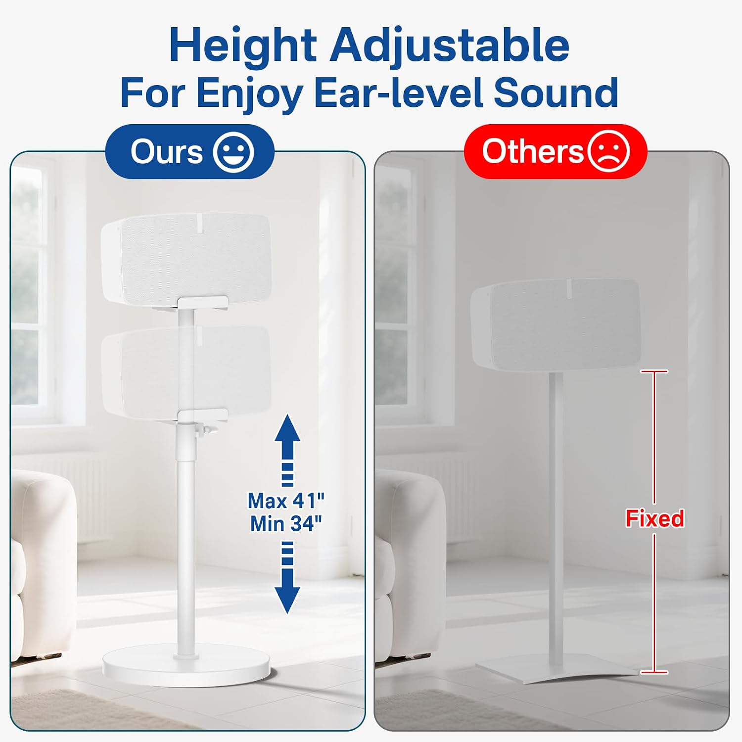 SOPORTE DE PISO AJUSTABLE PARA PARLANTES SONOS FIVE Y PLAY:5 YIBRACKI BLANCO 1 UNIDAD - 3