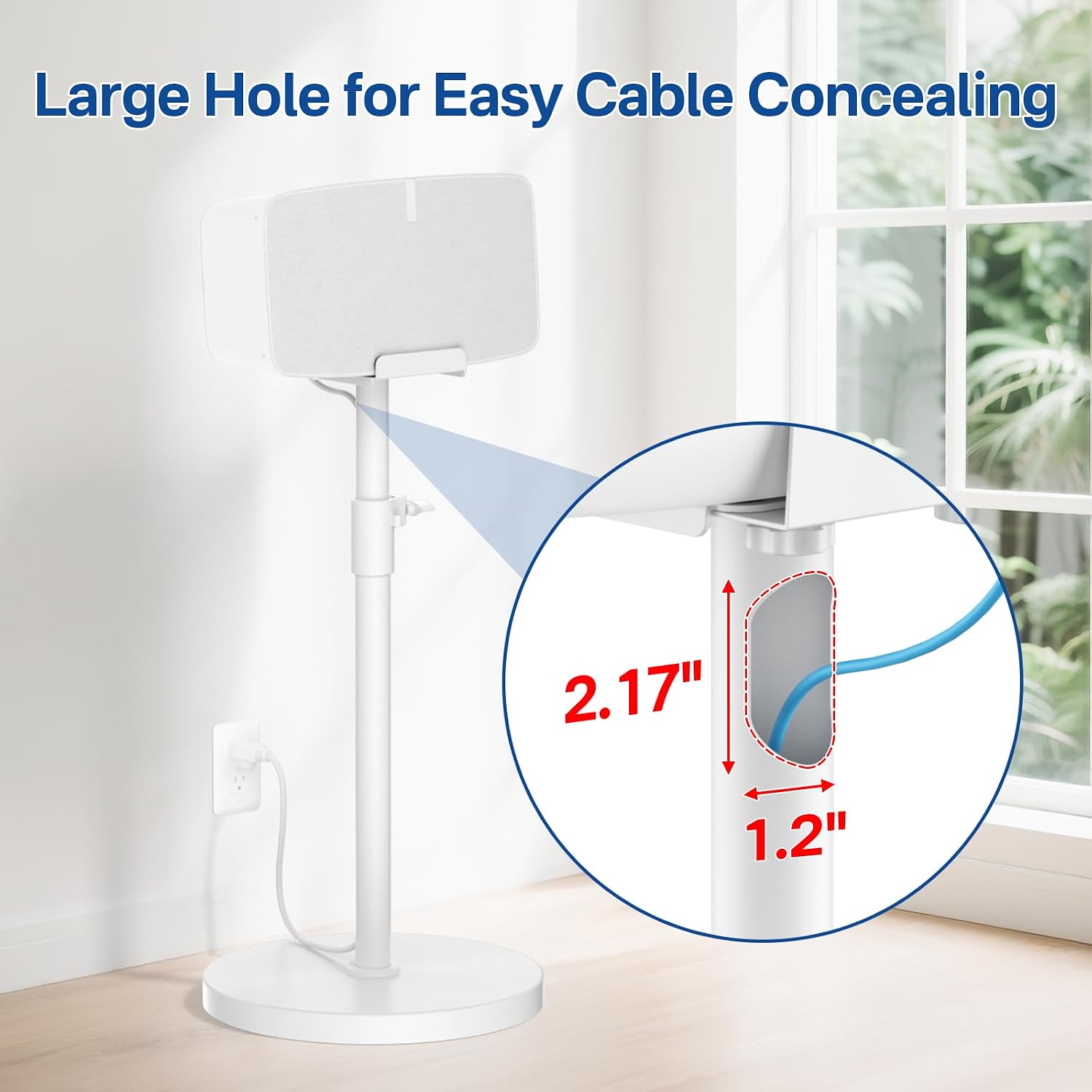 SOPORTE DE PISO AJUSTABLE PARA PARLANTES SONOS FIVE Y PLAY:5 YIBRACKI BLANCO 1 UNIDAD - 5