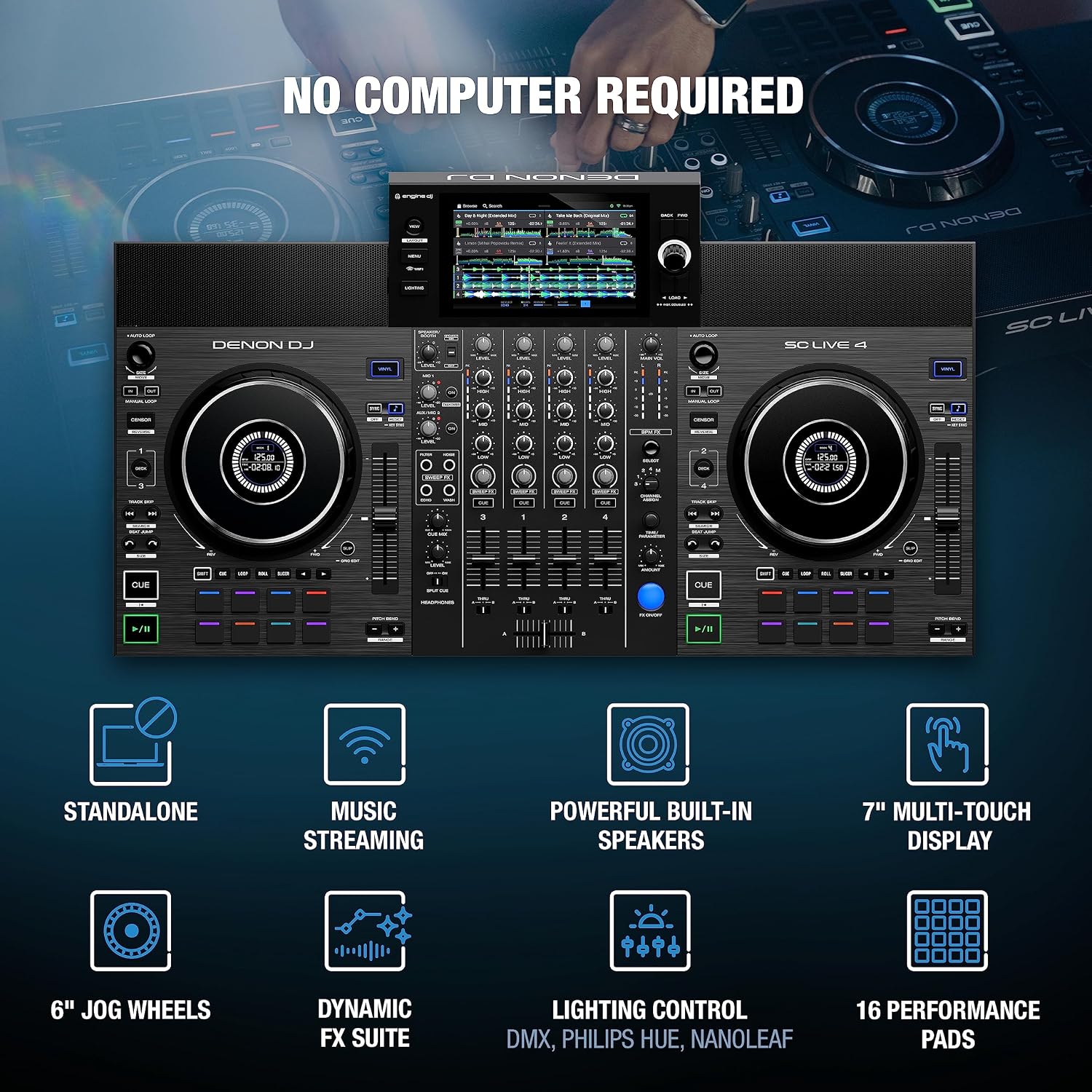 CONTROLADOR DJ DENON DJ SC LIVE 4 STANDALONE NEGRO - 2