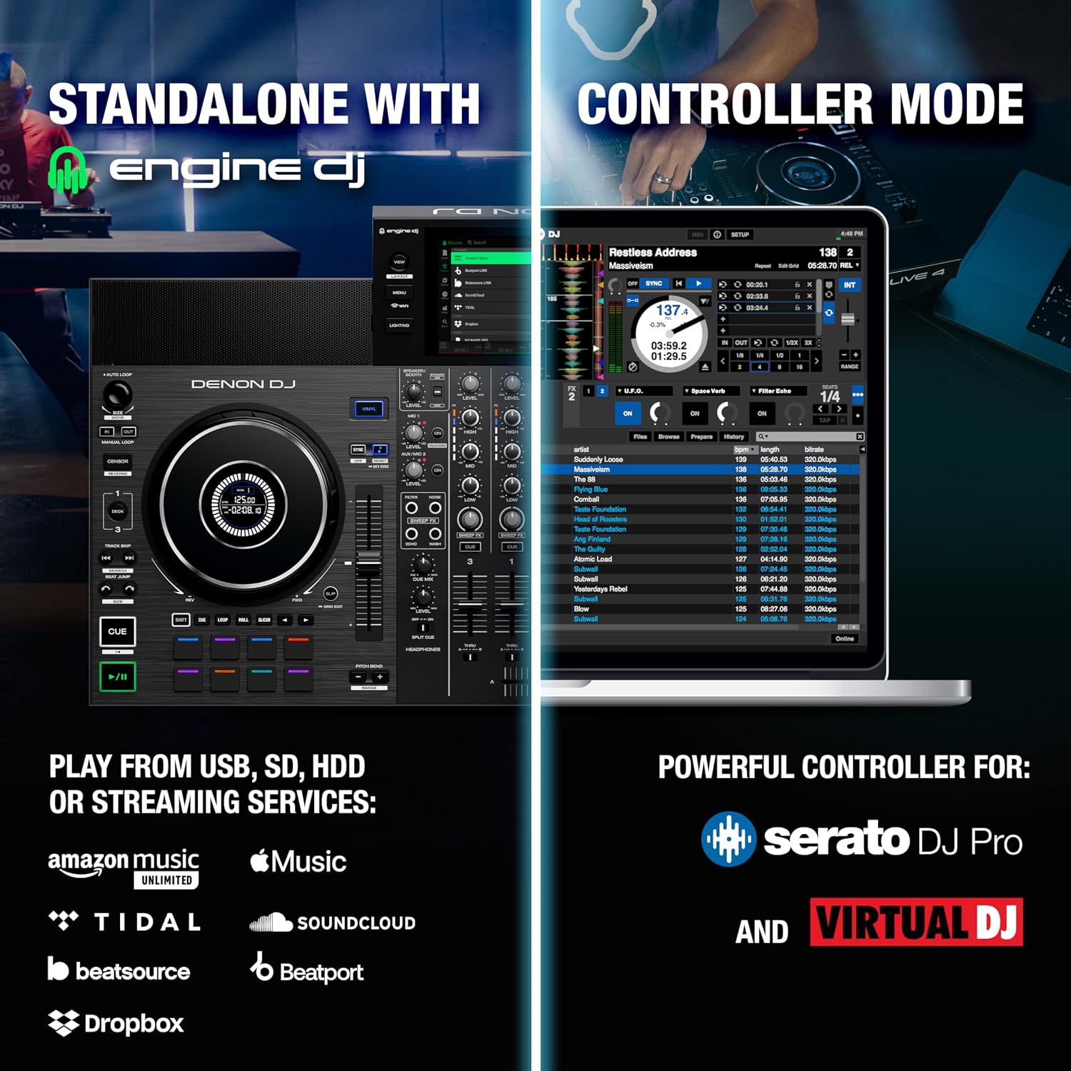 CONTROLADOR DJ DENON DJ SC LIVE 4 STANDALONE NEGRO - 3