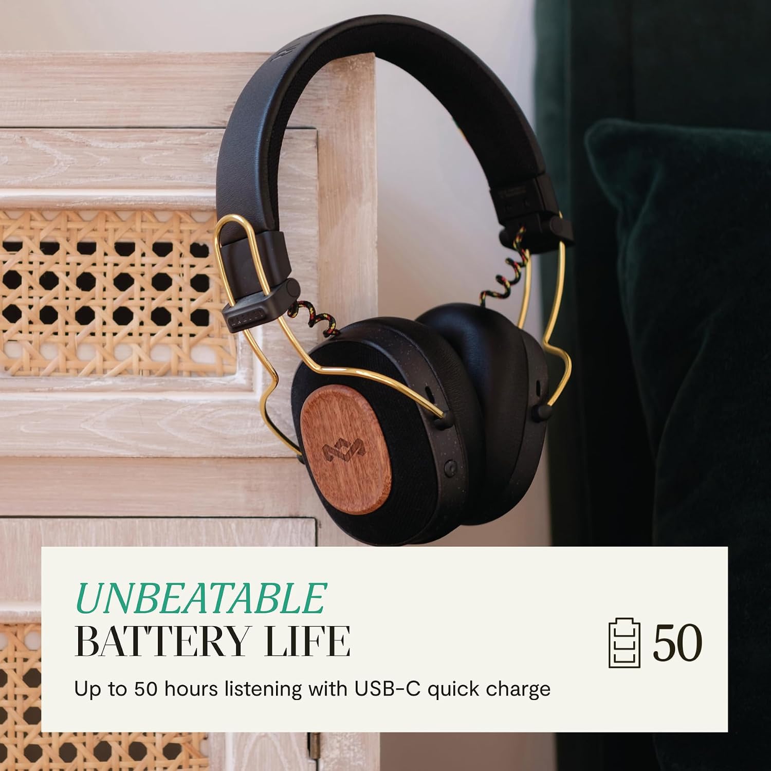 AUDÍFONOS ON-EAR HOUSE OF MARLEY POSITIVE VIBRATION RIDDIM BAMBOO RASTA - 3