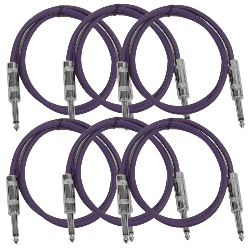 CABLE PARA INSTRUMENTO SEISMIC AUDIO SASTSX-2 2 PIES TS 1/4' MORADO PACK 6 - 1