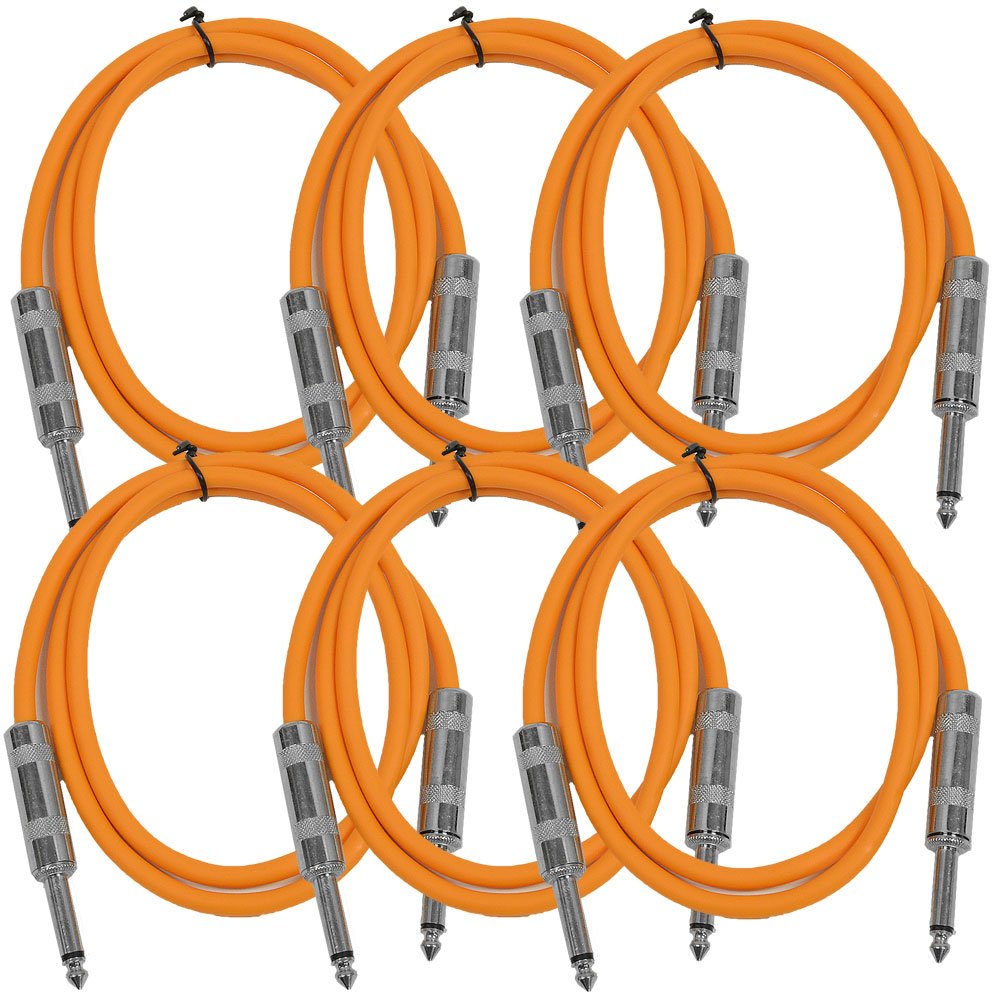 CABLE PARA INSTRUMENTO SEISMIC AUDIO SASTSX-2 2 PIES TS 1/4' NARANJA 6 UNIDADES - 1