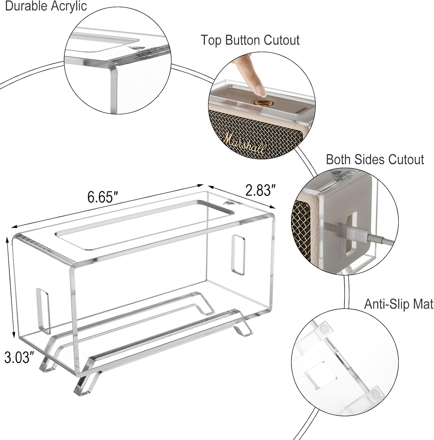 SOPORTE DE ESCRITORIO ACRÍLICO TXESIGN PARA PARLANTES MARSHALL EMBERTON/EMBERTON II/EMBERTON III TRANSPARENTE - 2
