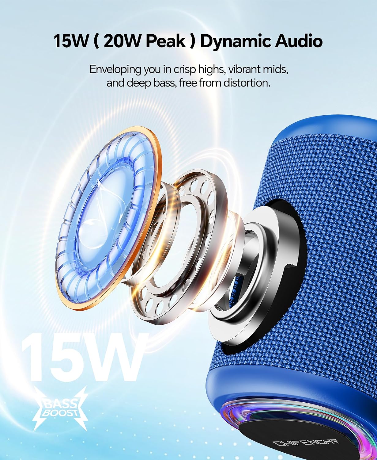 PARLANTE BLUETOOTH PORTÁTIL CHIFENCHY PULSESOUND 20W IMPERMEABLE - 2
