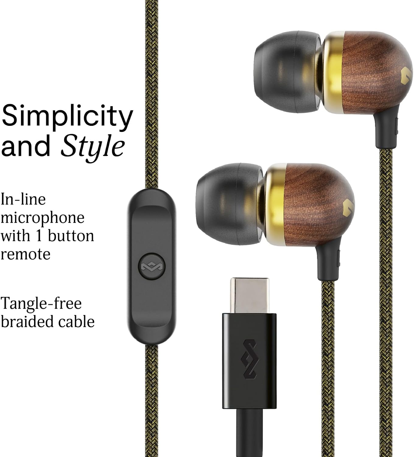 AUDÍFONOS HOUSE OF MARLEY SMILE JAMAICA USB-C CON MICRÓFONO COLOR BRONCE - 2