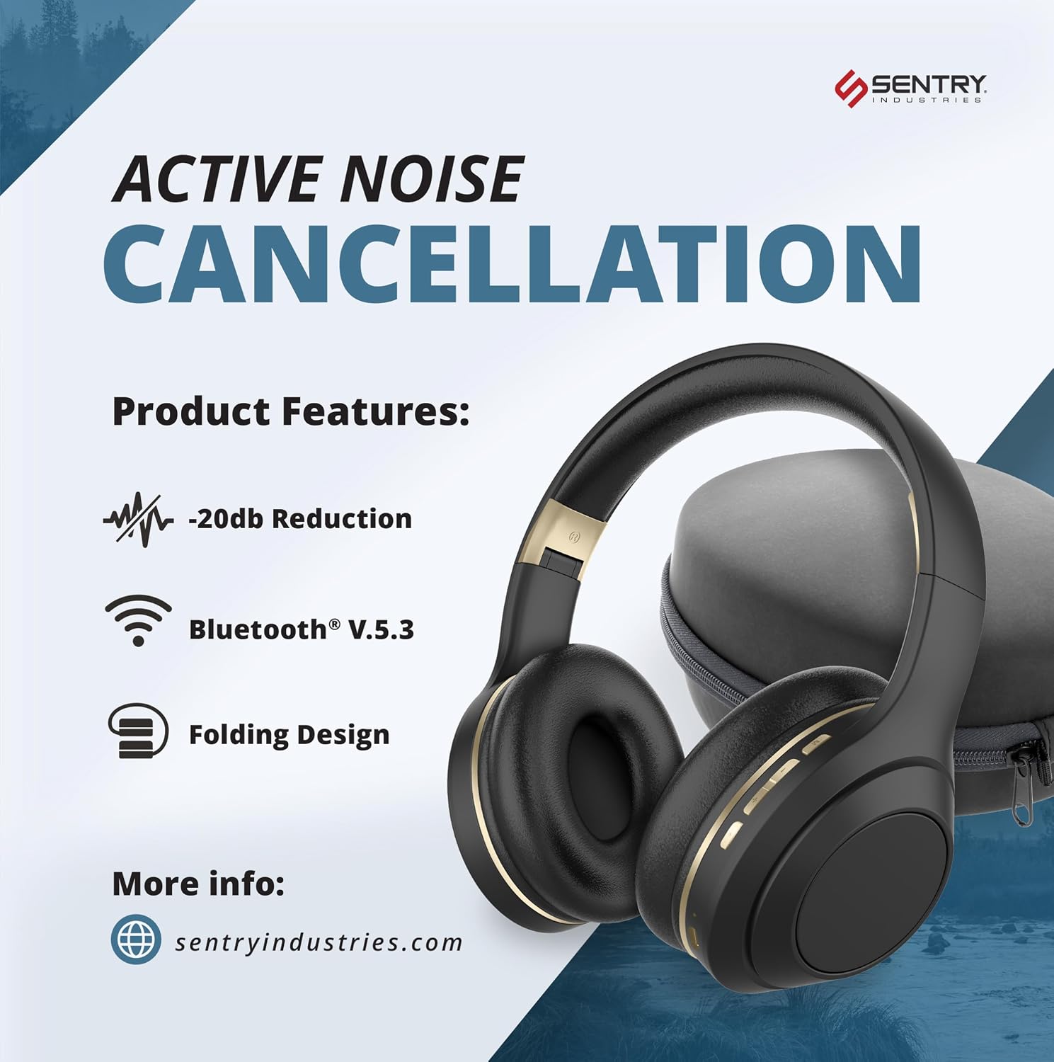 AUDÍFONOS OVER EAR SENTRY OSH BLUETOOTH INALÁMBRICOS CON CANCELACIÓN ACTIVA DE RUIDO, BATERÍA 22 HORAS, NEGRO - 3