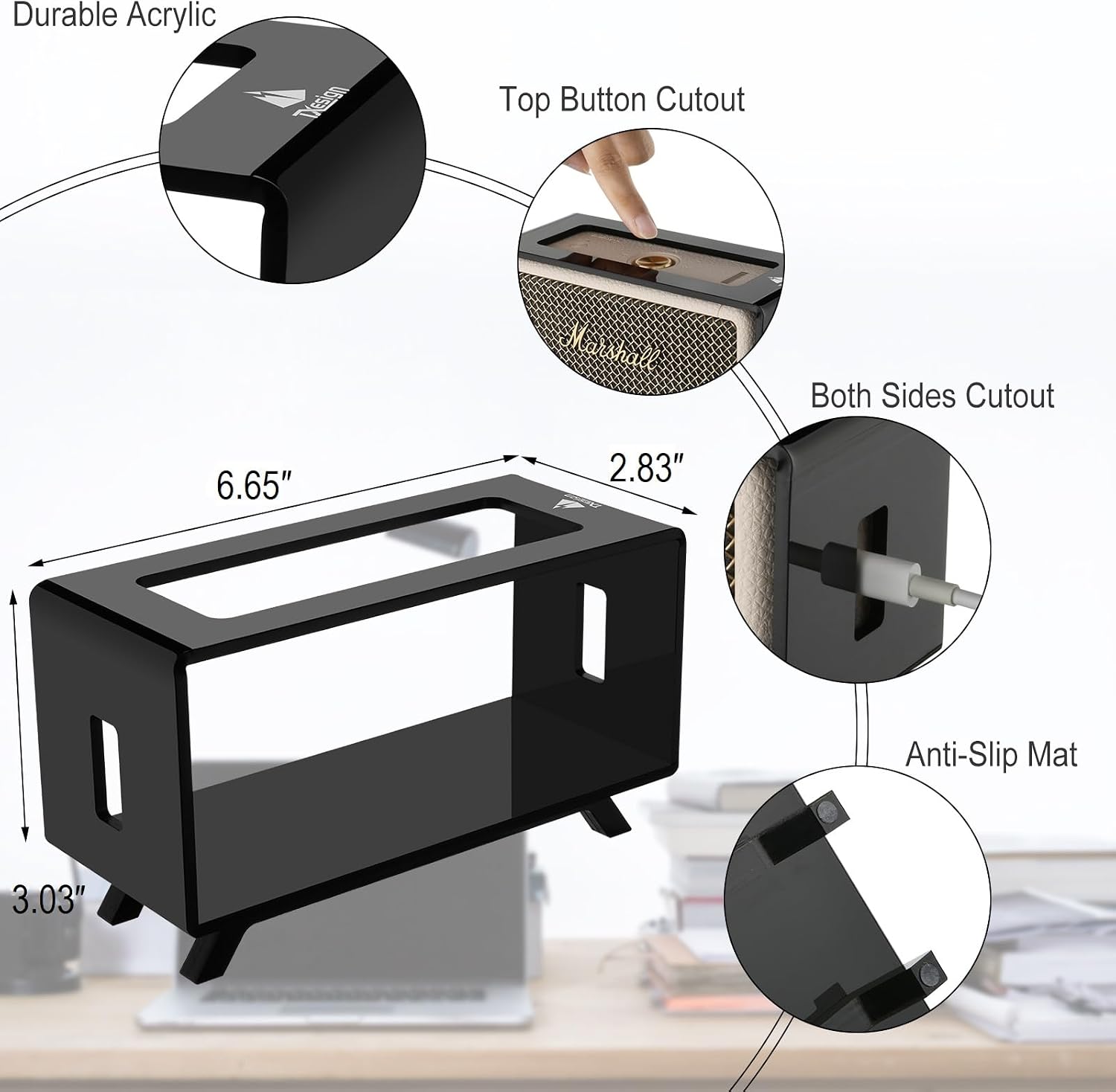 SOPORTE DE ESCRITORIO ACRÍLICO TXESIGN PARA PARLANTES MARSHALL EMBERTON/EMBERTON II/EMBERTON III NEGRO - 2