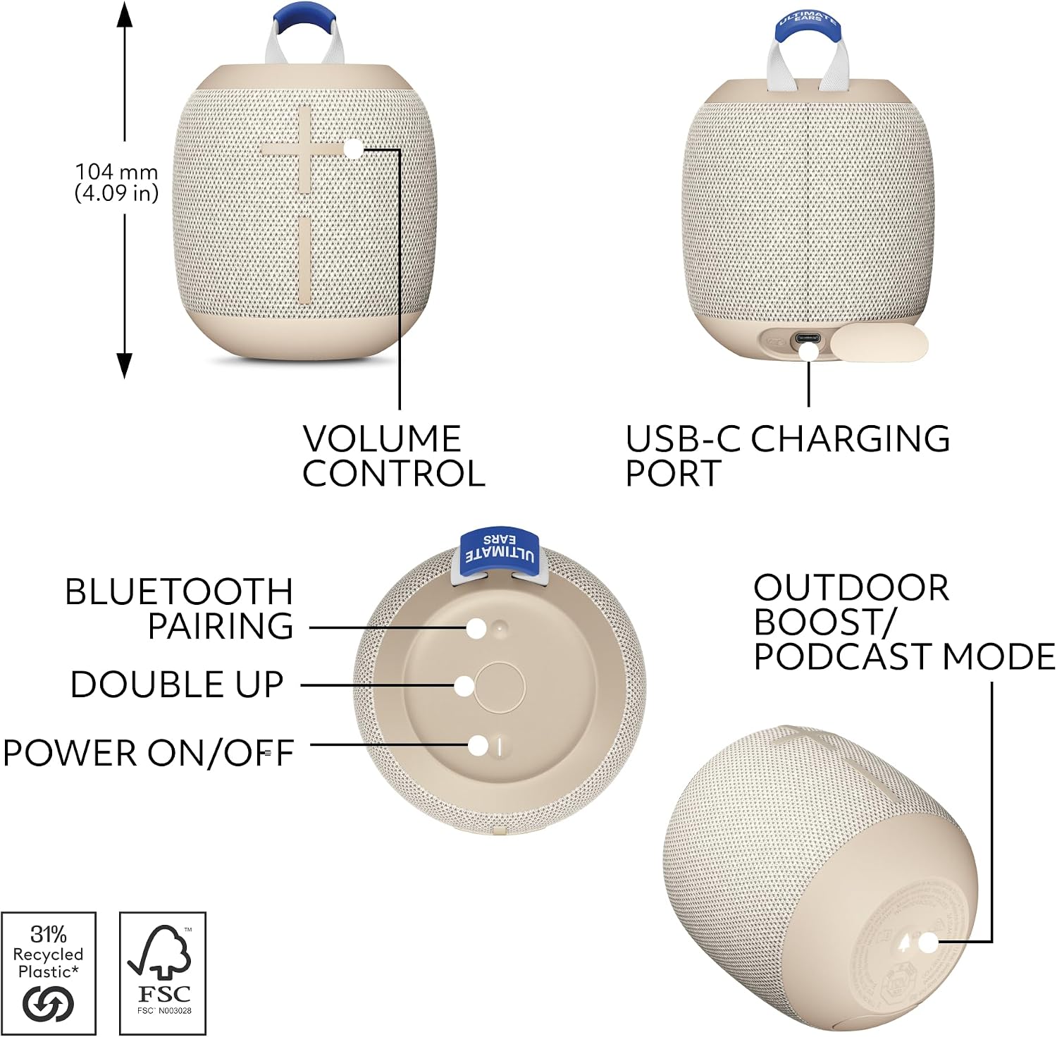 PARLANTE PORTÁTIL ULTIMATE EARS WONDERBOOM 4 BLUETOOTH IMPERMEABLE ARENA - 5