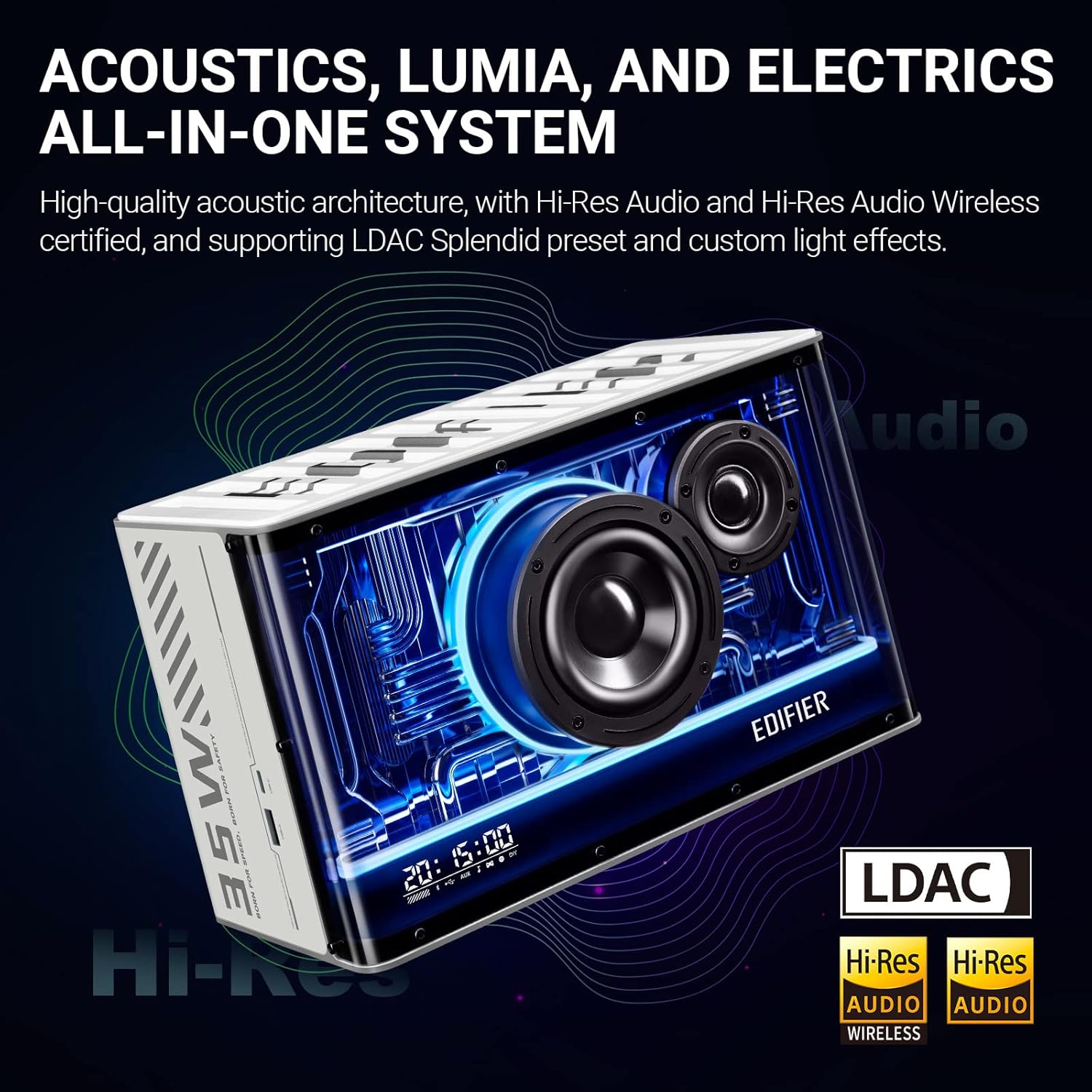 PARLANTES BLUETOOTH EDIFIER QD35 CON EFECTOS DE LUZ BLANCO - 2