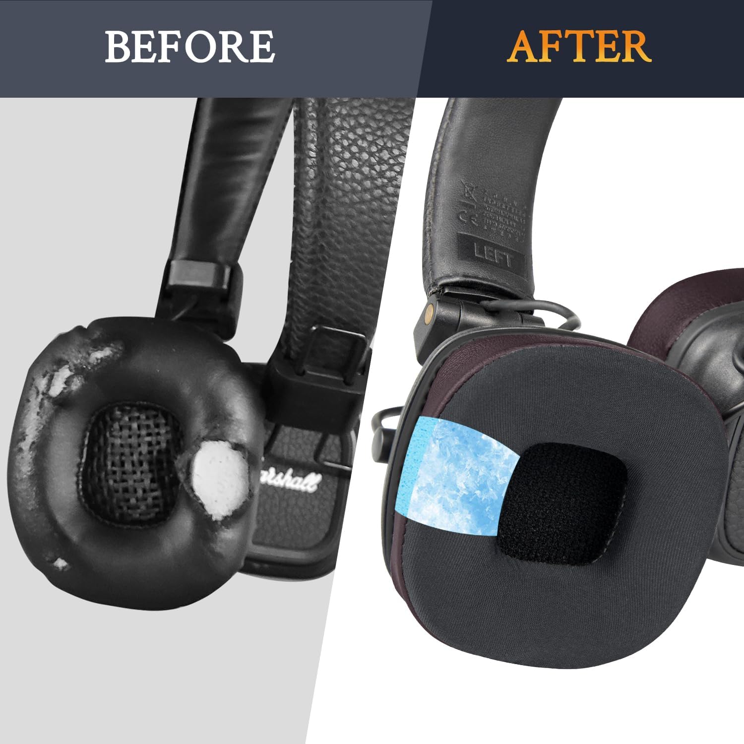 ALMOHADILLAS PARA AUDÍFONOS SOULWIT COOLING EARPADS PARA MARSHALL MAJOR I/II/III/IV/V CAFÉ OSCURO - 4