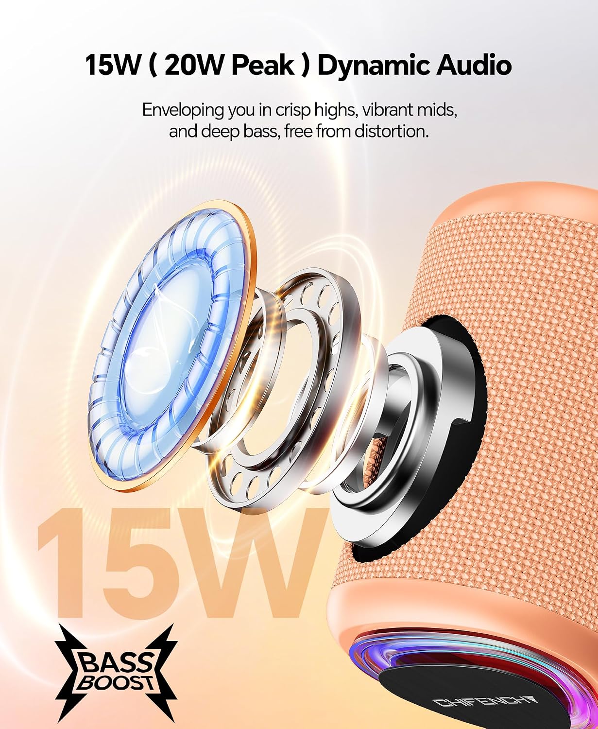 PARLANTE BLUETOOTH PORTÁTIL CHIFENCHY PULSESOUND 20W IMPERMEABLE - 4