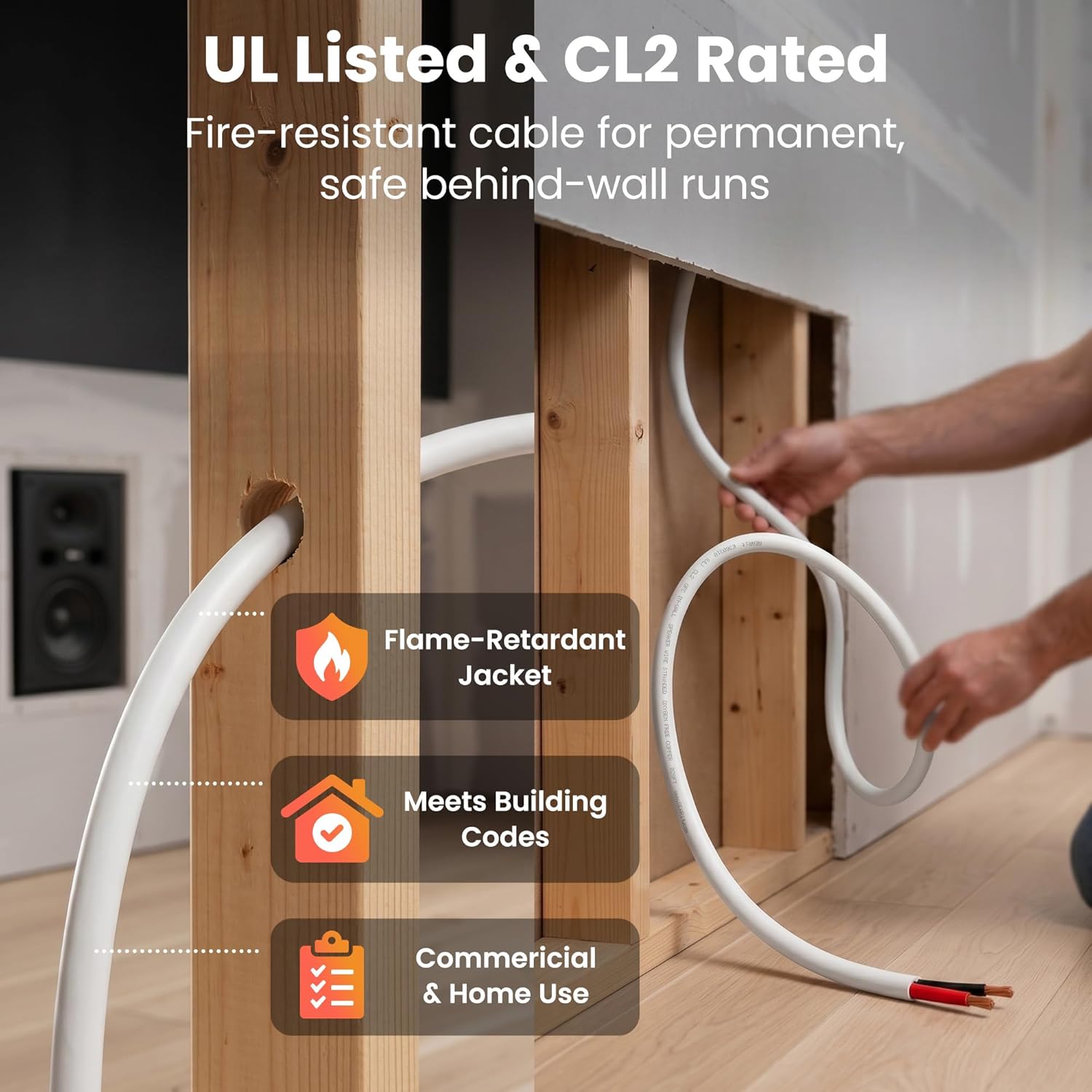 CABLE PARA ALTAVOZ GEARIT 12 AWG 6 METROS BLANCO UL CL2 - 2