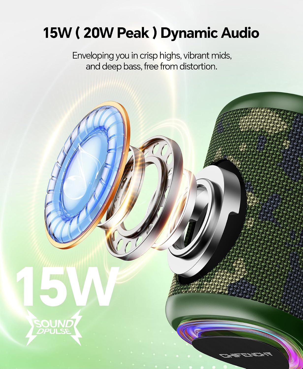 PARLANTE BLUETOOTH PORTÁTIL CHIFENCHY PULSESOUND 20W IMPERMEABLE - 2