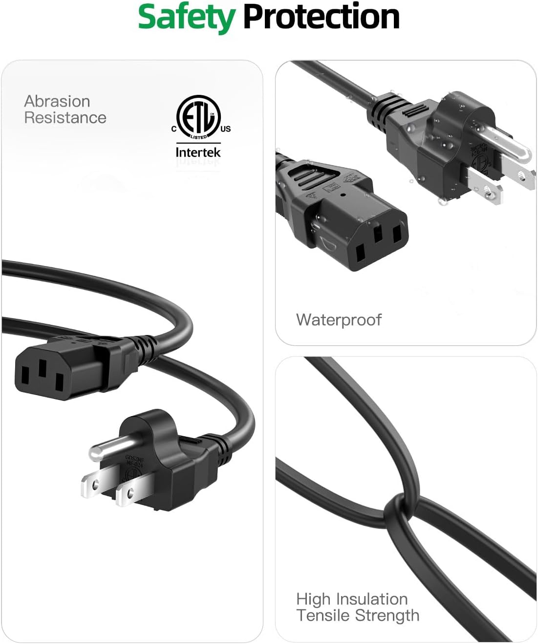CABLE DE ALIMENTACIÓN SUPERER 6FT 3-PRONG PARA AMPLIFICADORES Y PARLANTES BLUETOOTH - 4