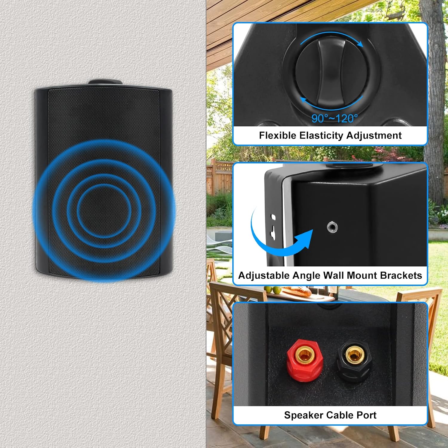 PARLANTES PASIVOS HERDIO 5.25 PULGADAS 600W IMPERMEABLES PARA INTERIOR Y EXTERIOR NEGRO 2 PARES - 2