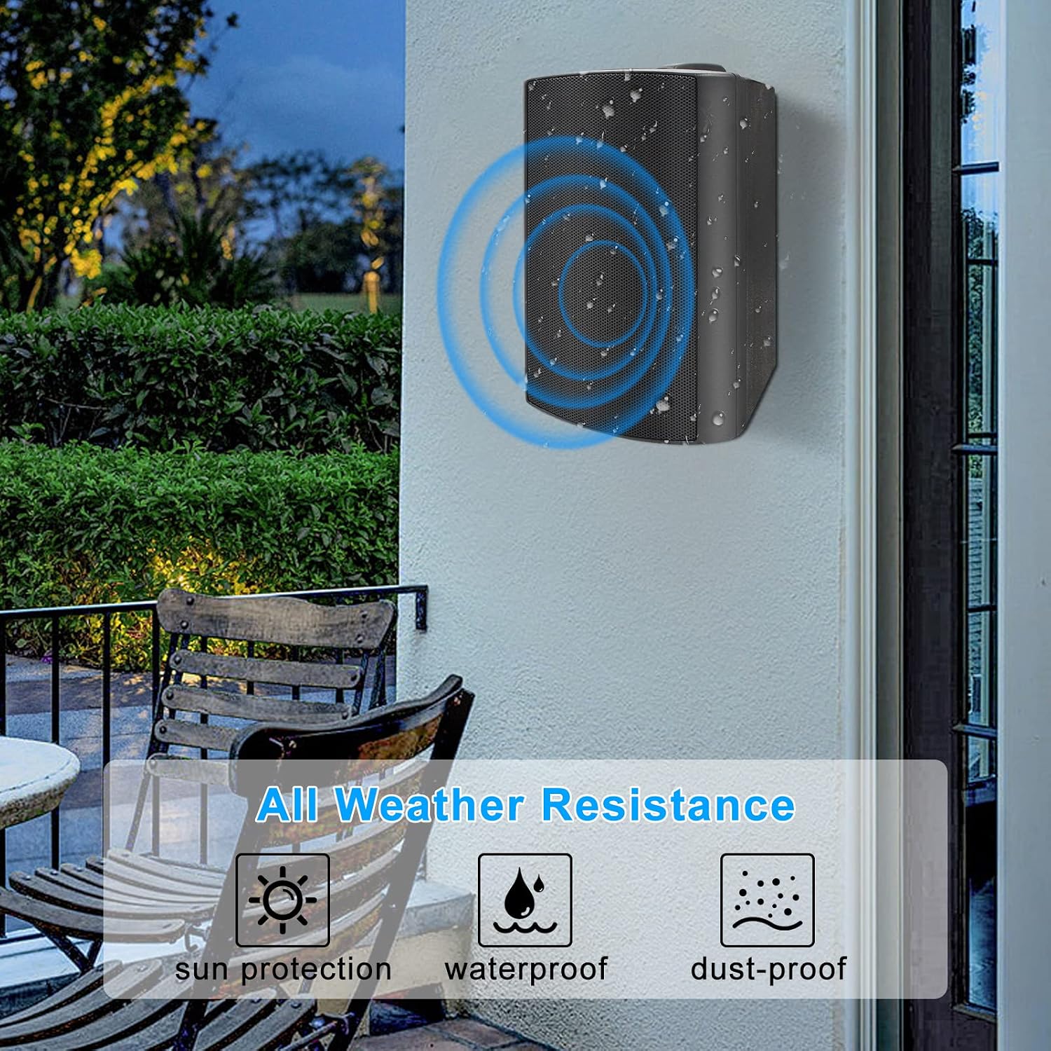 PARLANTES PASIVOS HERDIO 5.25 PULGADAS 600W IMPERMEABLES PARA INTERIOR Y EXTERIOR NEGRO 2 PARES - 4