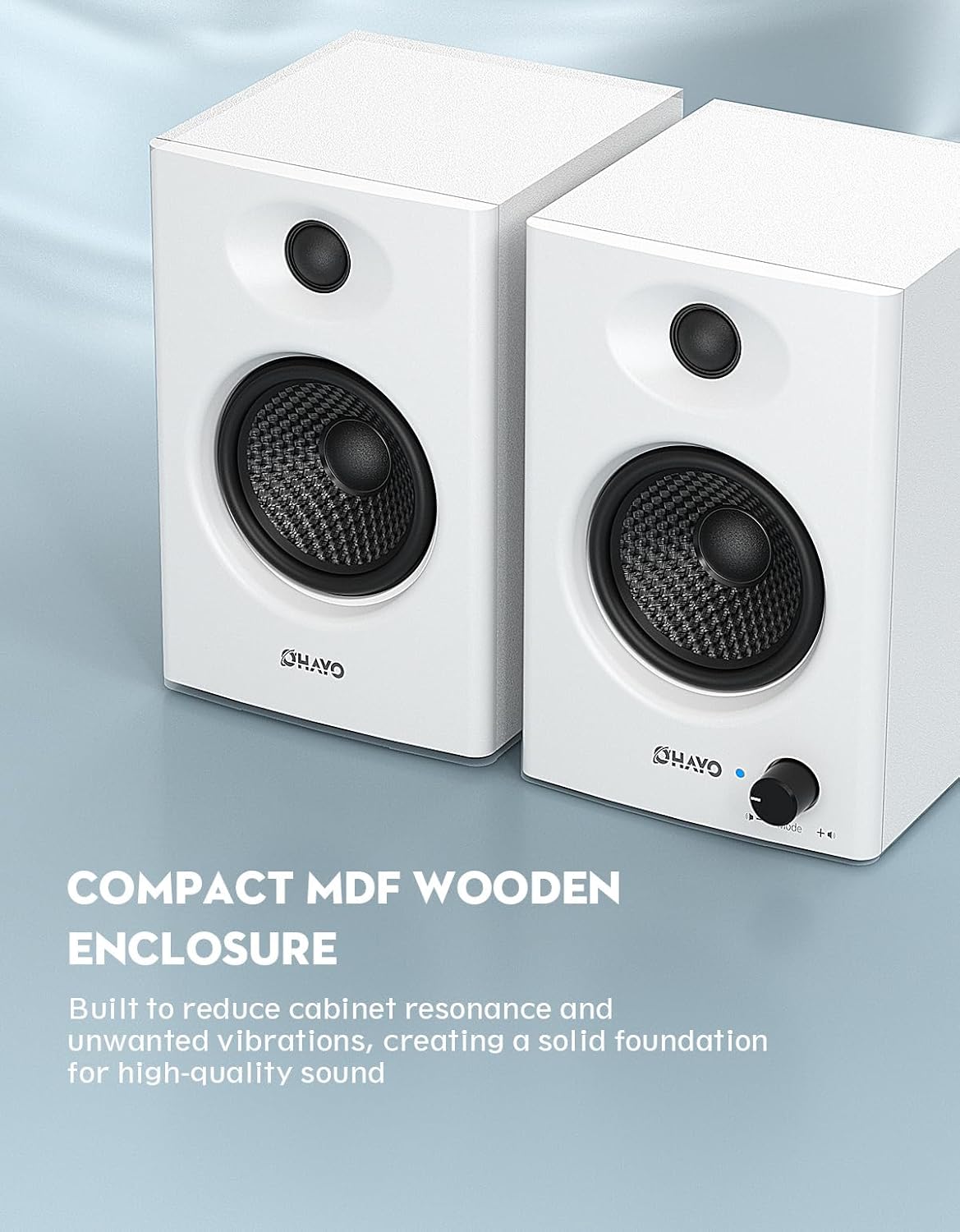 PARLANTES DE COMPUTADORA OHAYO 60W BLUETOOTH 5.3 STEREO 2.0 BLANCO - 4