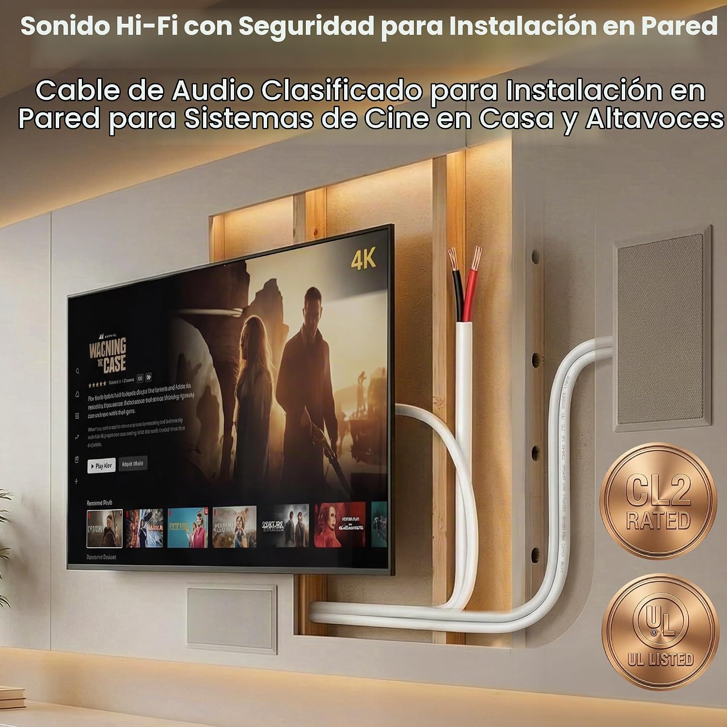 CABLE PARA PARLANTES GEARIT 12 AWG OFC CL2 PARA INSTALACIÓN EN PARED 250 PIES - 4