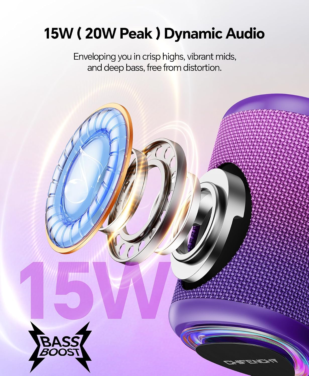 PARLANTE BLUETOOTH PORTÁTIL CHIFENCHY PULSESOUND 20W IMPERMEABLE - 2