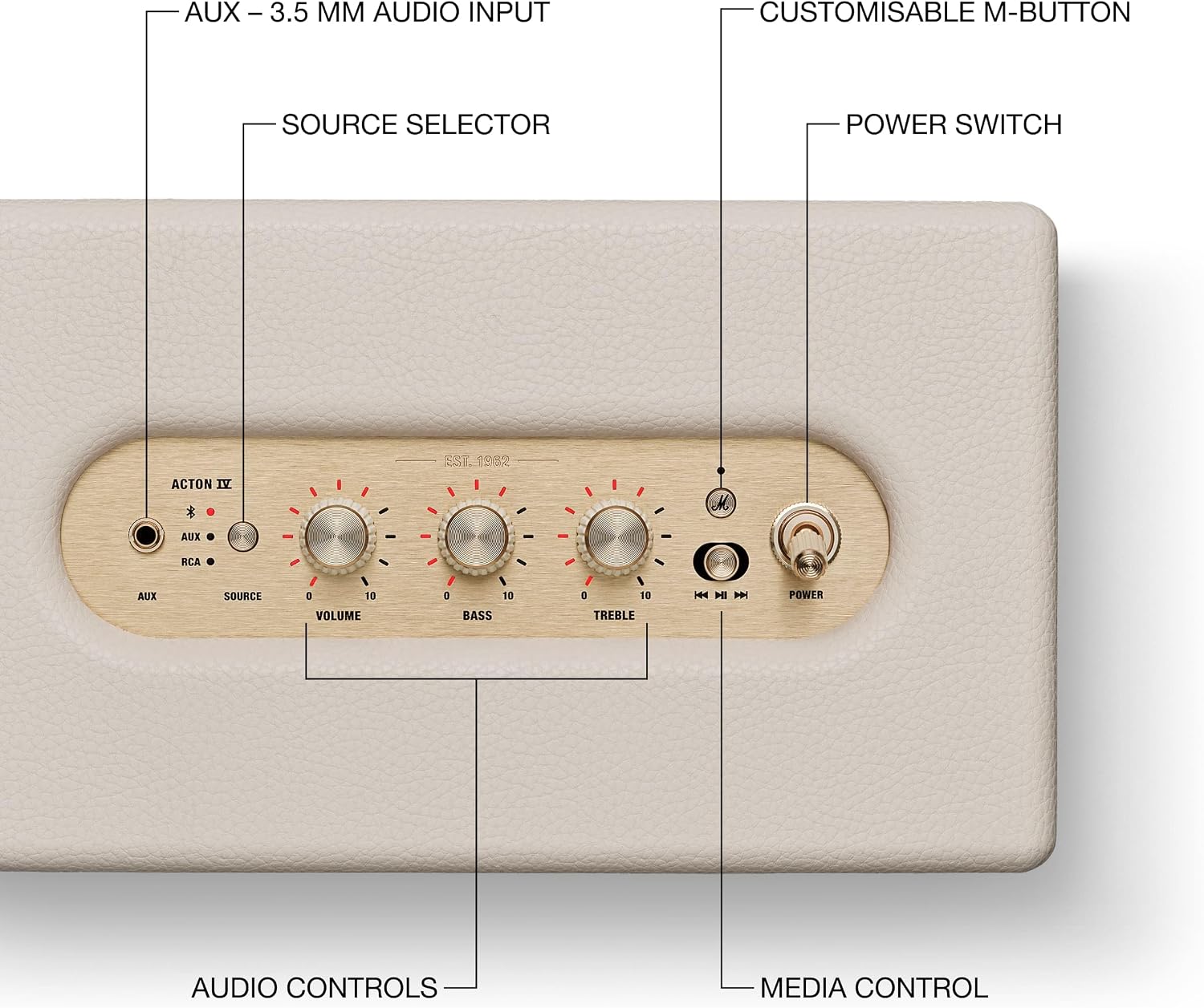 PARLANTE BLUETOOTH MARSHALL ACTON IV CREAM - 5