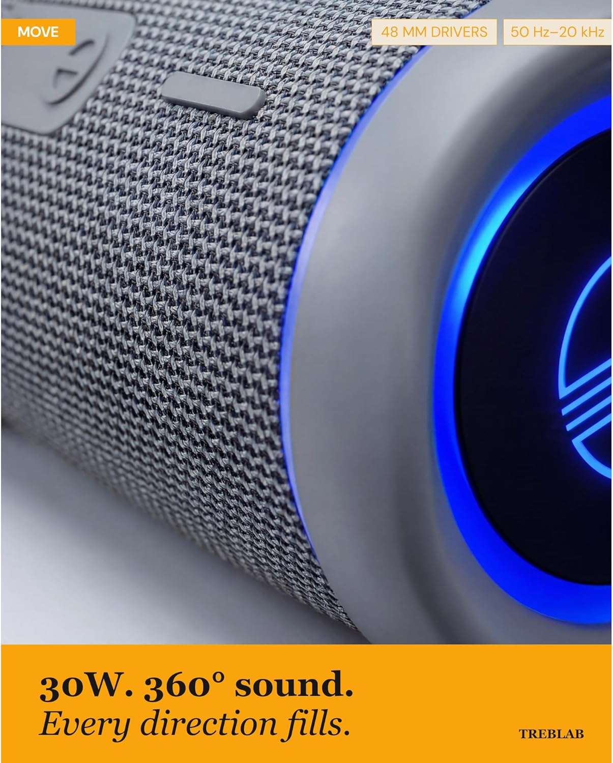 PARLANTE PORTÁTIL TREBLAB HD77 BLUETOOTH 30W GRIS - 5