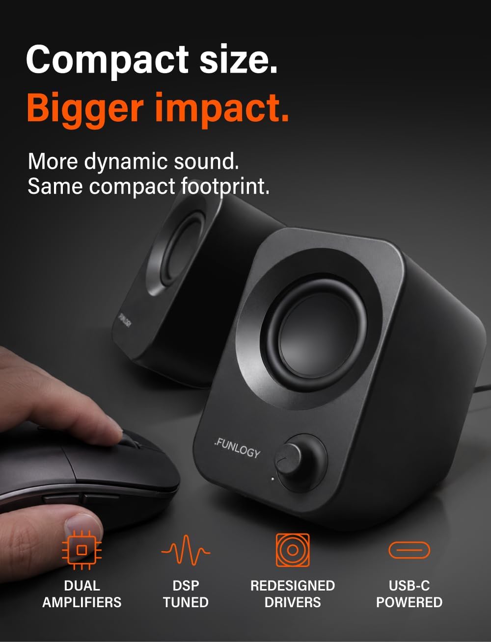 PARLANTES FUNLOGY SPEAKER PLUS 14W STEREO USB-C NEGRO - 2