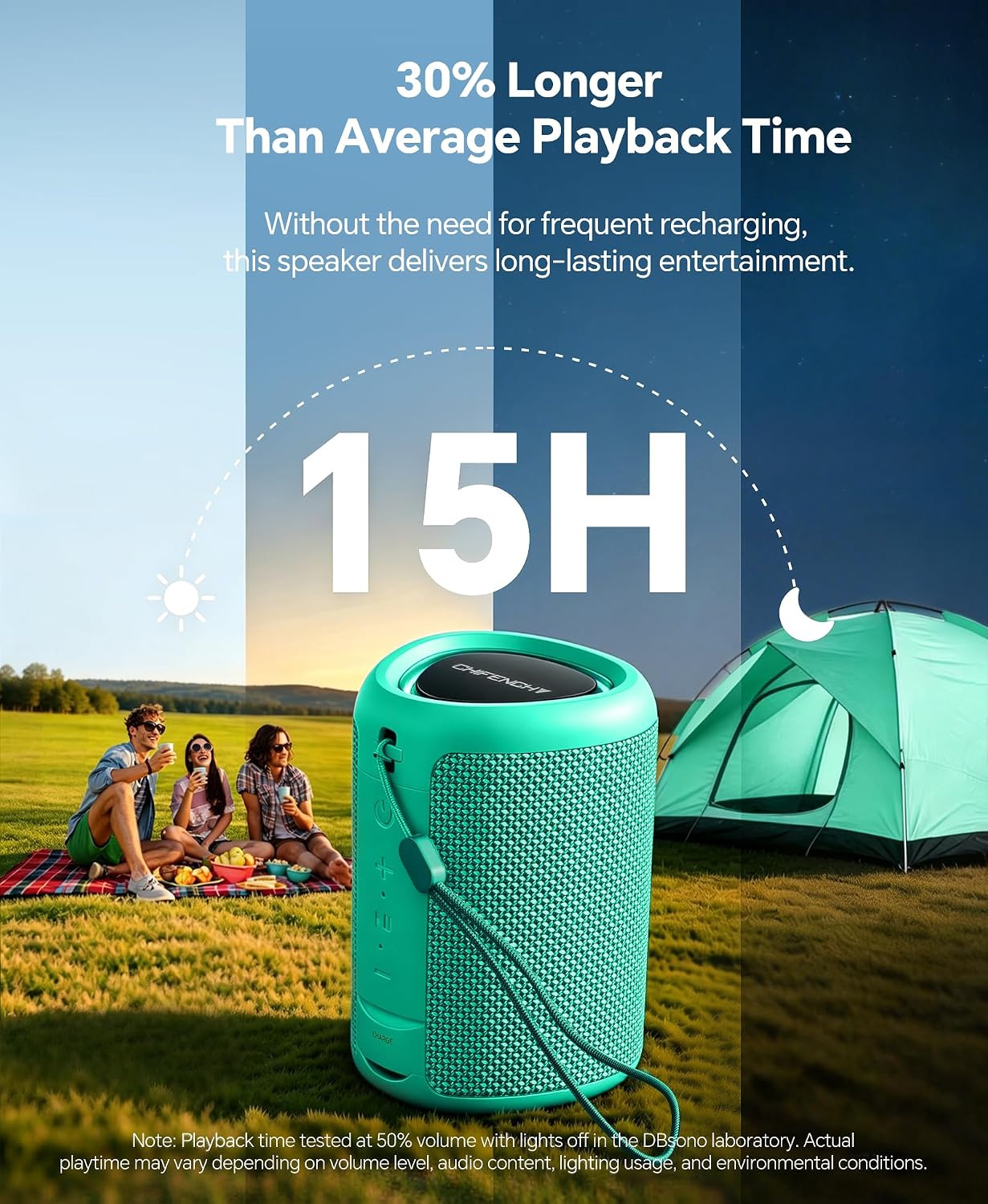 PARLANTE BLUETOOTH PORTÁTIL CHIFENCHY PULSESOUND IMPERMEABLE COLOR AGUAMARINA - 5